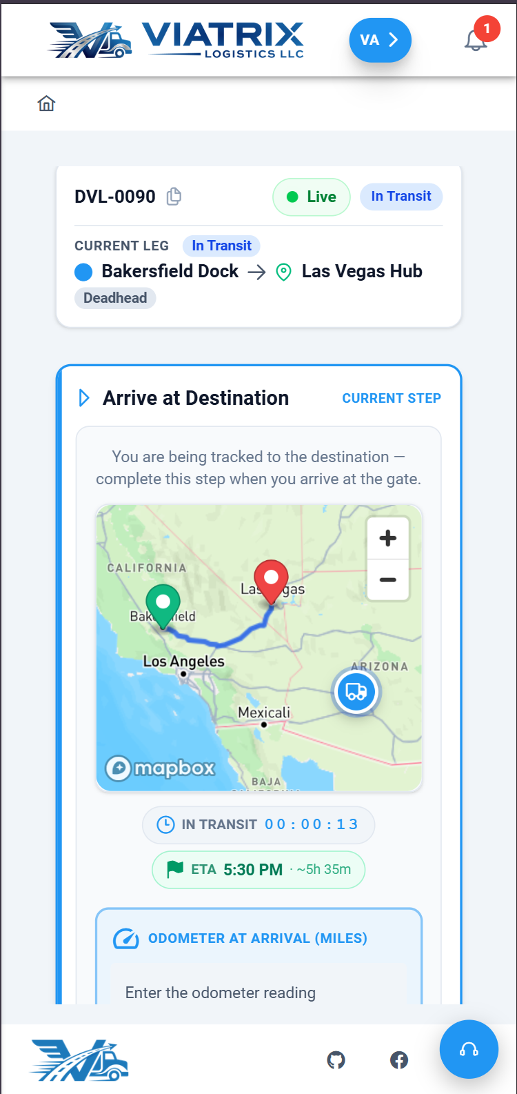 Viatrix Portal running on Android